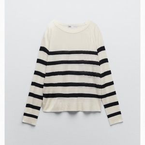 Zara black and white striped sweater, size small